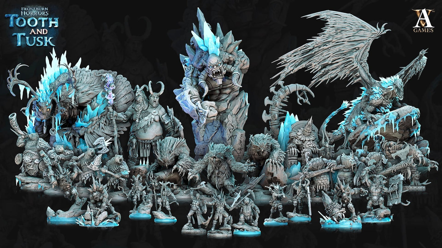 3D Printed Archvillain Games Frostburn Horrors Tooth and Tusk - Owlbears 28mm 32mm D&D