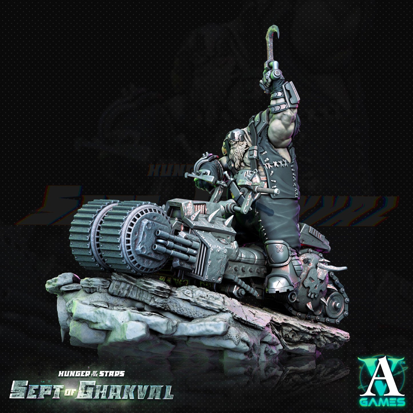 3D Printed Archvillain Games Ghakval Bikers Hunger of the Stars 28 32mm D&D
