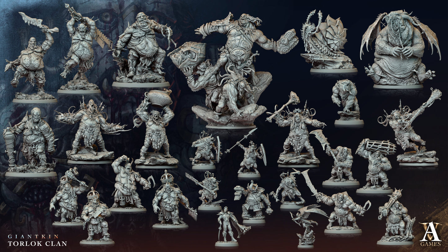 3D Printed Archvillain Games Giantkin - Torlok Clan Torlok Basher 28 32mm D&D