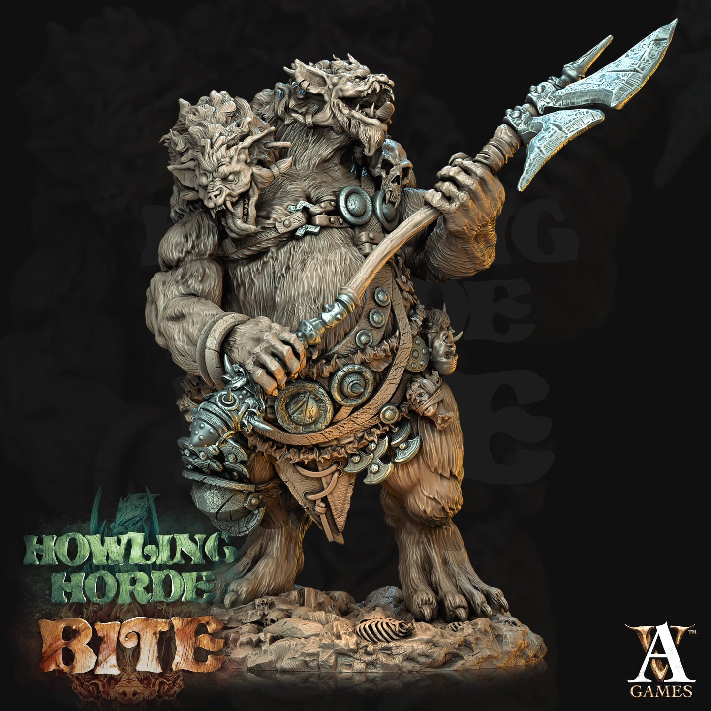 3D Printed Archvillain Games Gnoll Ettin Howling Horde 28 32mm D&D