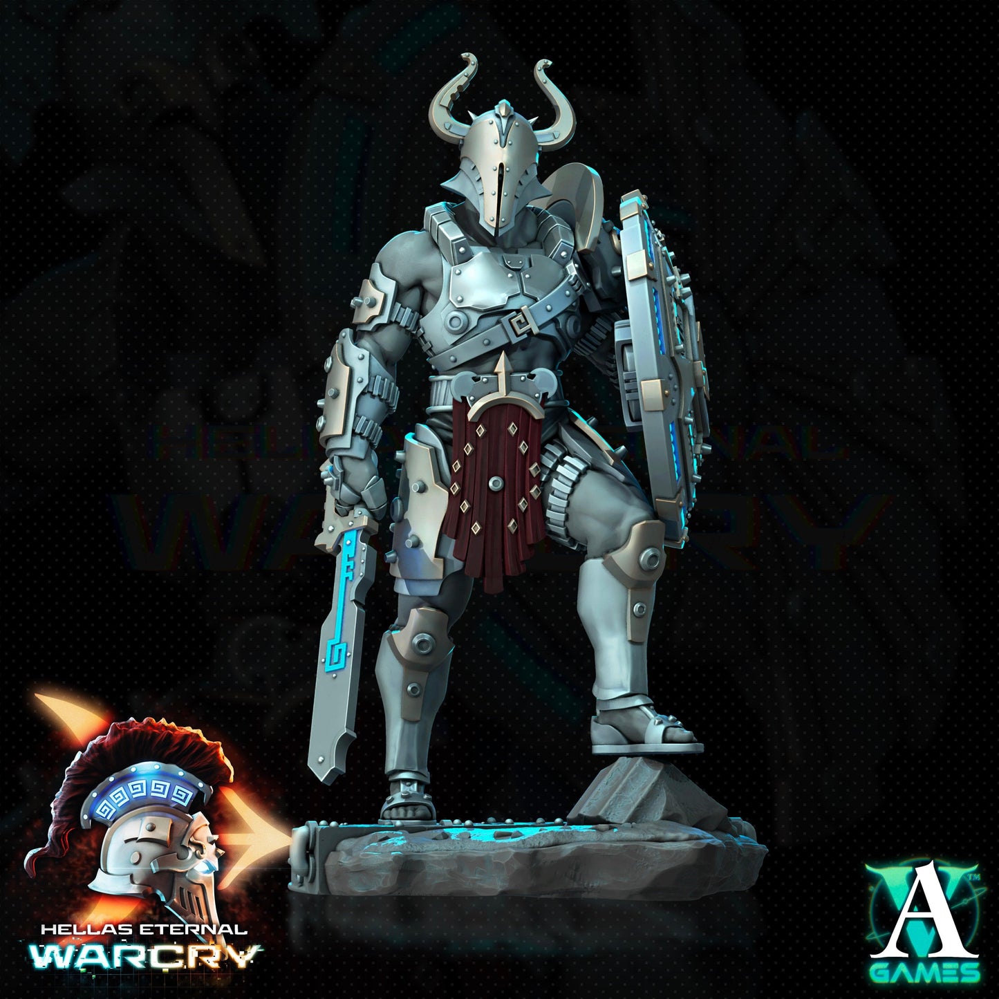 3D Printed Archvillain Games Hellas Eternal - Warcry Oplites 28 32mm D&D