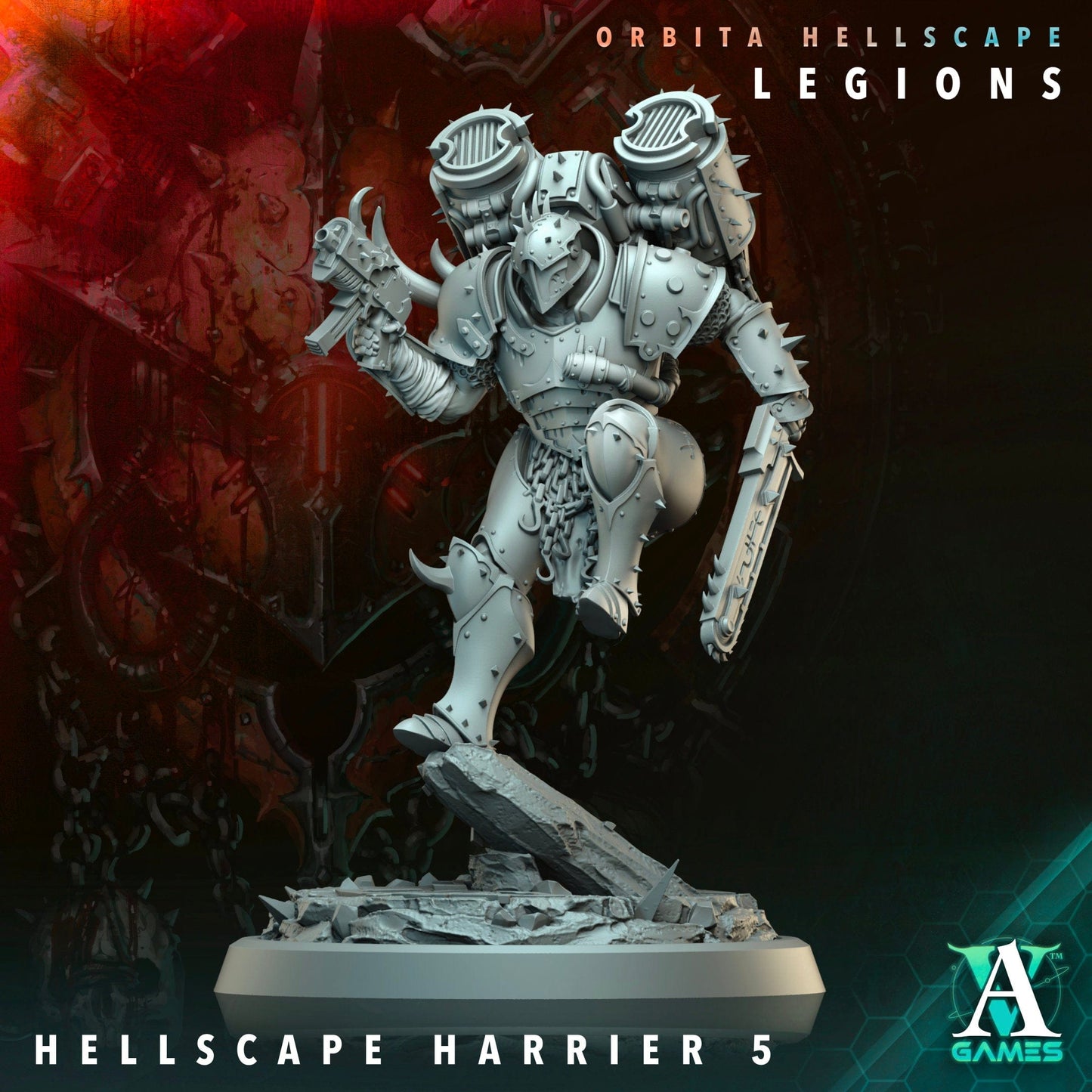 3D Printed Archvillain Games Hellscape Harrier Orbita Hellscape - Legions 28 32mm D&D