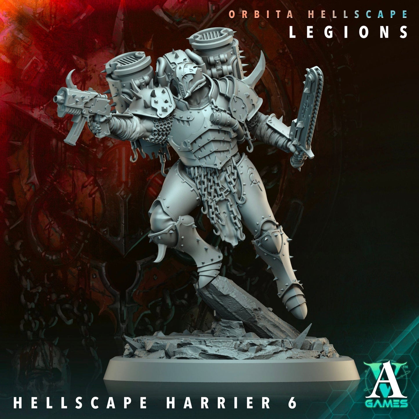 3D Printed Archvillain Games Hellscape Harrier Orbita Hellscape - Legions 28 32mm D&D