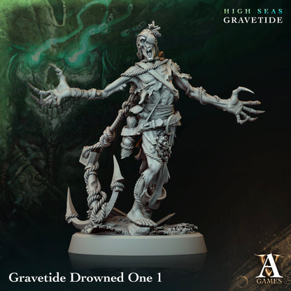 3D Printed Archvillain Games High Seas - Gravetide Gravetide Drowned One 28 32mm D&D