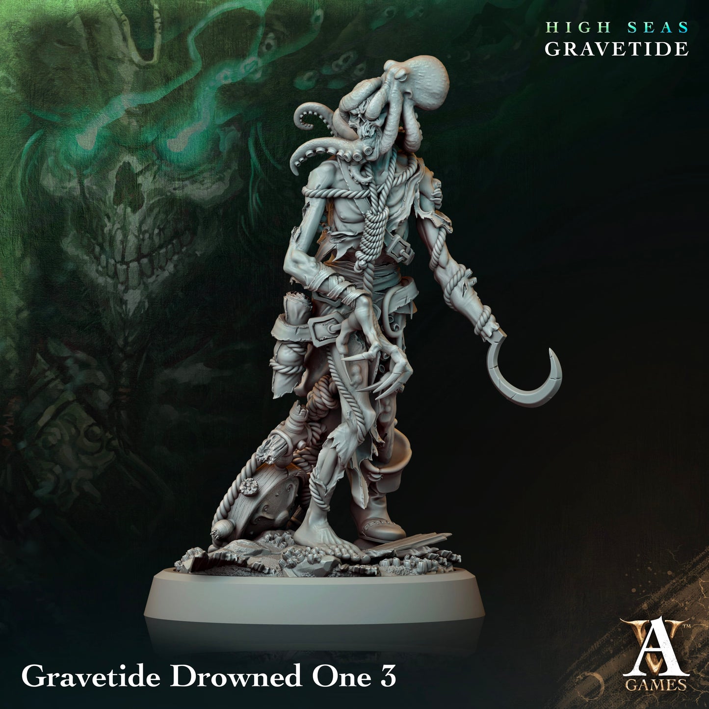 3D Printed Archvillain Games High Seas - Gravetide Gravetide Drowned One 28 32mm D&D