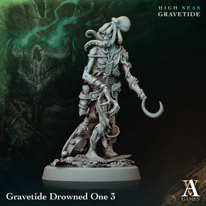 3D Printed Archvillain Games High Seas - Gravetide Gravetide Drowned One 28 32mm D&D