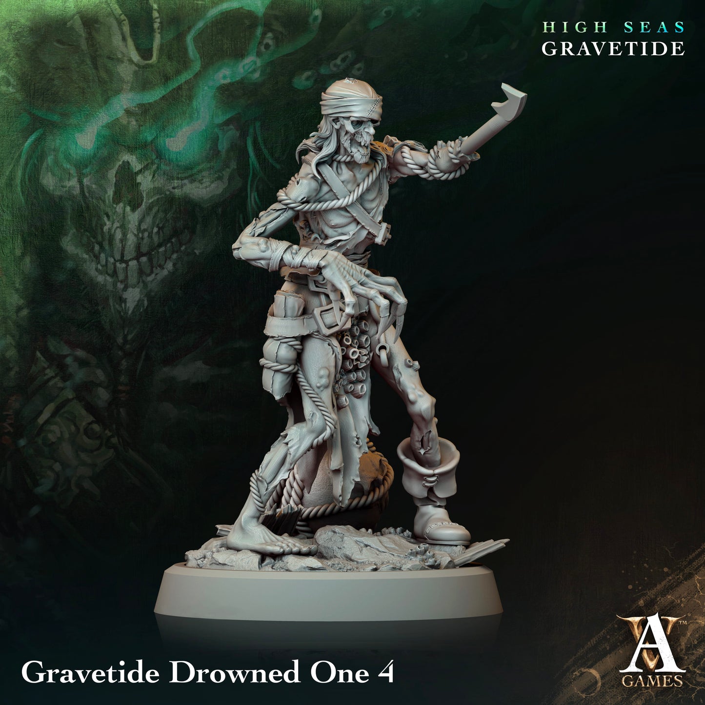 3D Printed Archvillain Games High Seas - Gravetide Gravetide Drowned One 28 32mm D&D