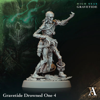 3D Printed Archvillain Games High Seas - Gravetide Gravetide Drowned One 28 32mm D&D
