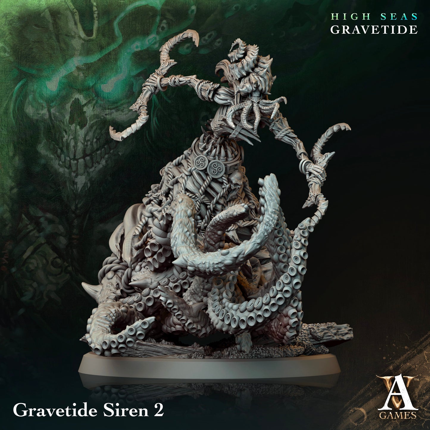 3D Printed Archvillain Games High Seas - Gravetide Gravetide Siren 28 32mm D&D
