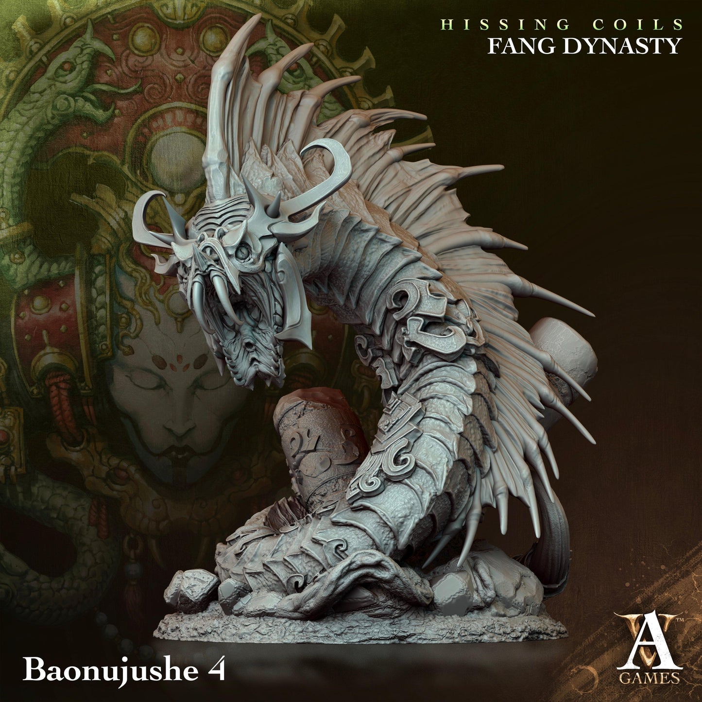 3D Printed Archvillain Games Hissing Coils - Fang Dynasty Baonujushe 28 32mm D&D