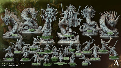 3D Printed Archvillain Games Hissing Coils - Fang Dynasty Baonujushe 28 32mm D&D