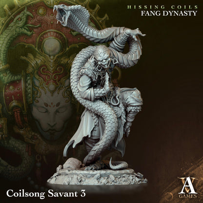 3D Printed Archvillain Games Hissing Coils - Fang Dynasty Coilsong Savant 28 32mm D&D