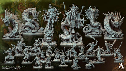 3D Printed Archvillain Games Hissing Coils - Fang Dynasty Coilsong Savant 28 32mm D&D