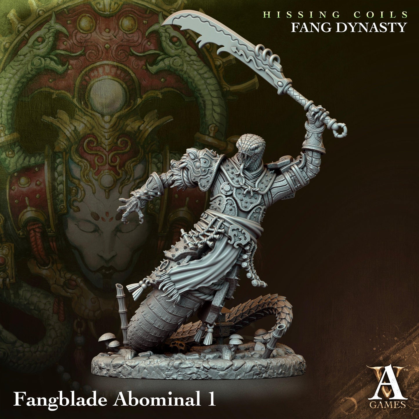 3D Printed Archvillain Games Hissing Coils - Fang Dynasty Fangblade Abominal 28 32mm D&D