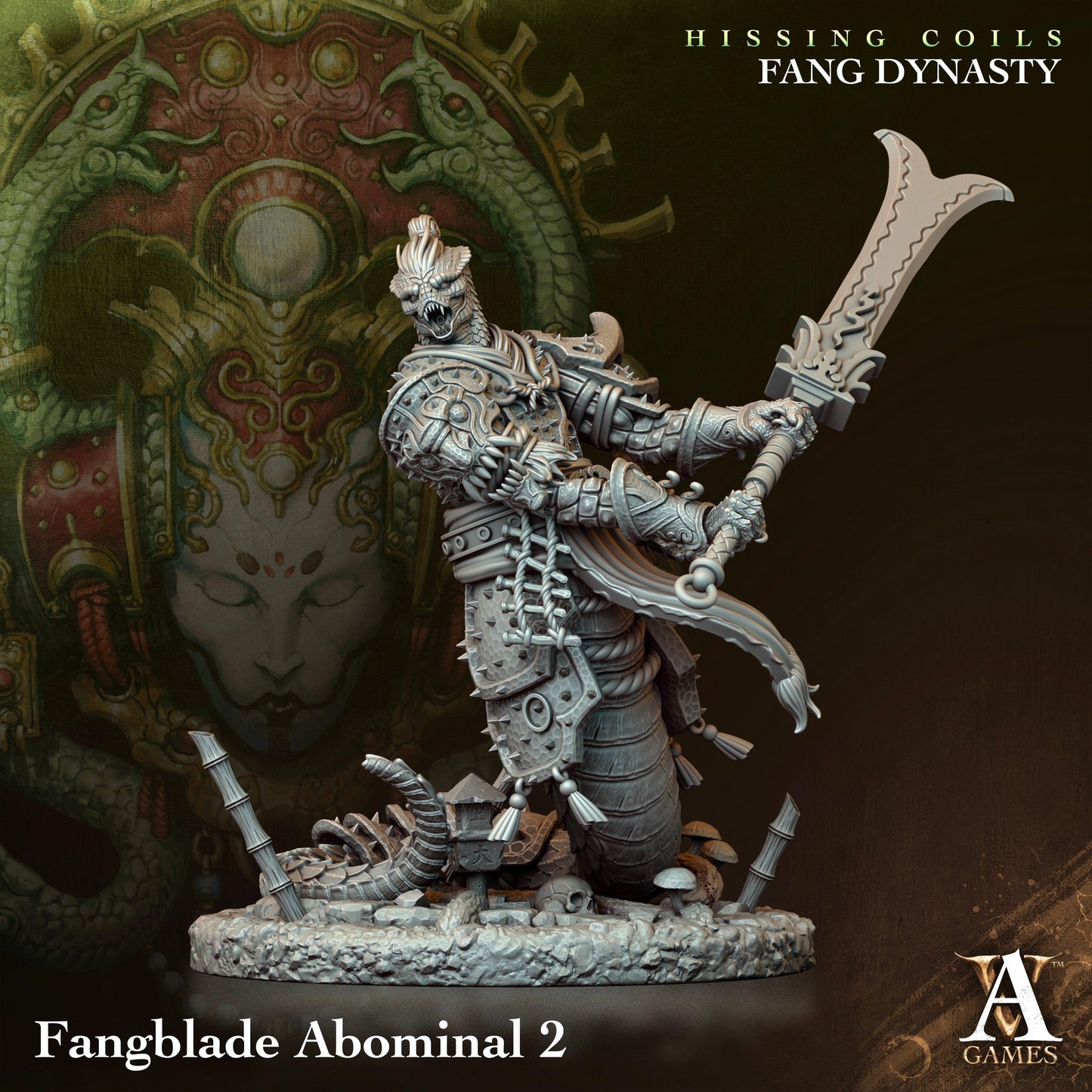 3D Printed Archvillain Games Hissing Coils - Fang Dynasty Fangblade Abominal 28 32mm D&D