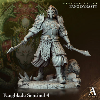 3D Printed Archvillain Games Hissing Coils - Fang Dynasty Fangblade Sentinel 28 32mm D&D