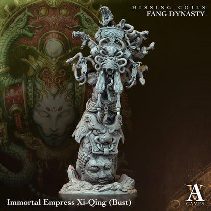 3D Printed Archvillain Games Hissing Coils - Fang Dynasty Immortal Empress Xi-Qing - Bust 28 32mm D&D