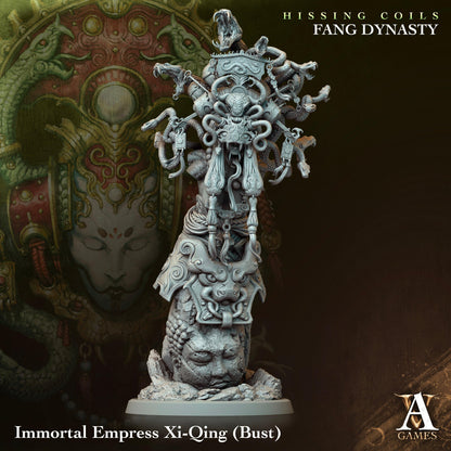 3D Printed Archvillain Games Hissing Coils - Fang Dynasty Immortal Empress Xi-Qing - Bust 28 32mm D&D