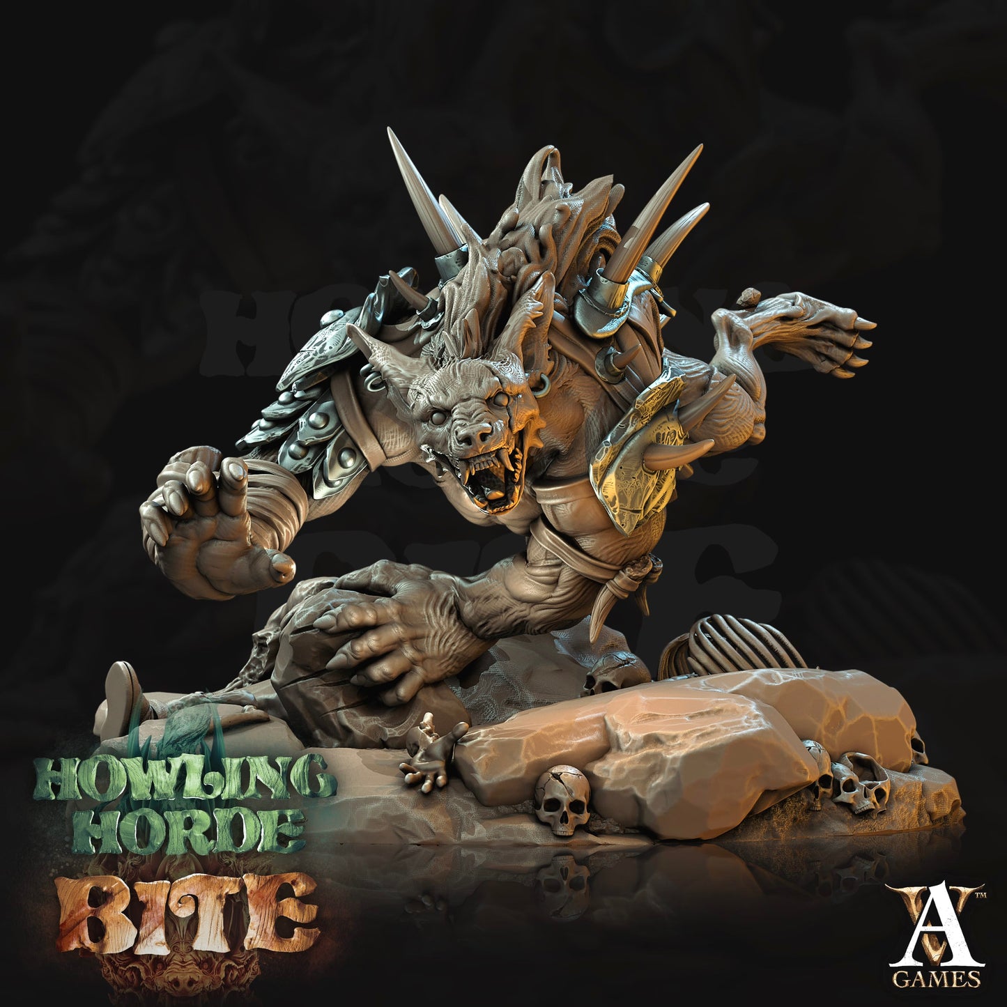 3D Printed Archvillain Games Howling Horde - Gnoll Trackers 28mm 32mm D&D