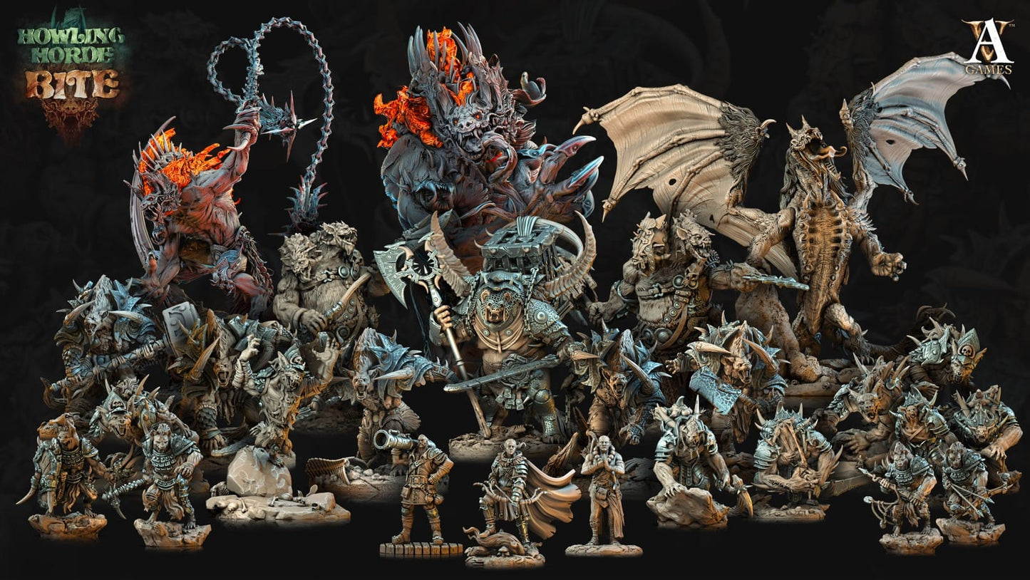 3D Printed Archvillain Games Howling Horde - Hyena Dragon 28mm 32mm D&D