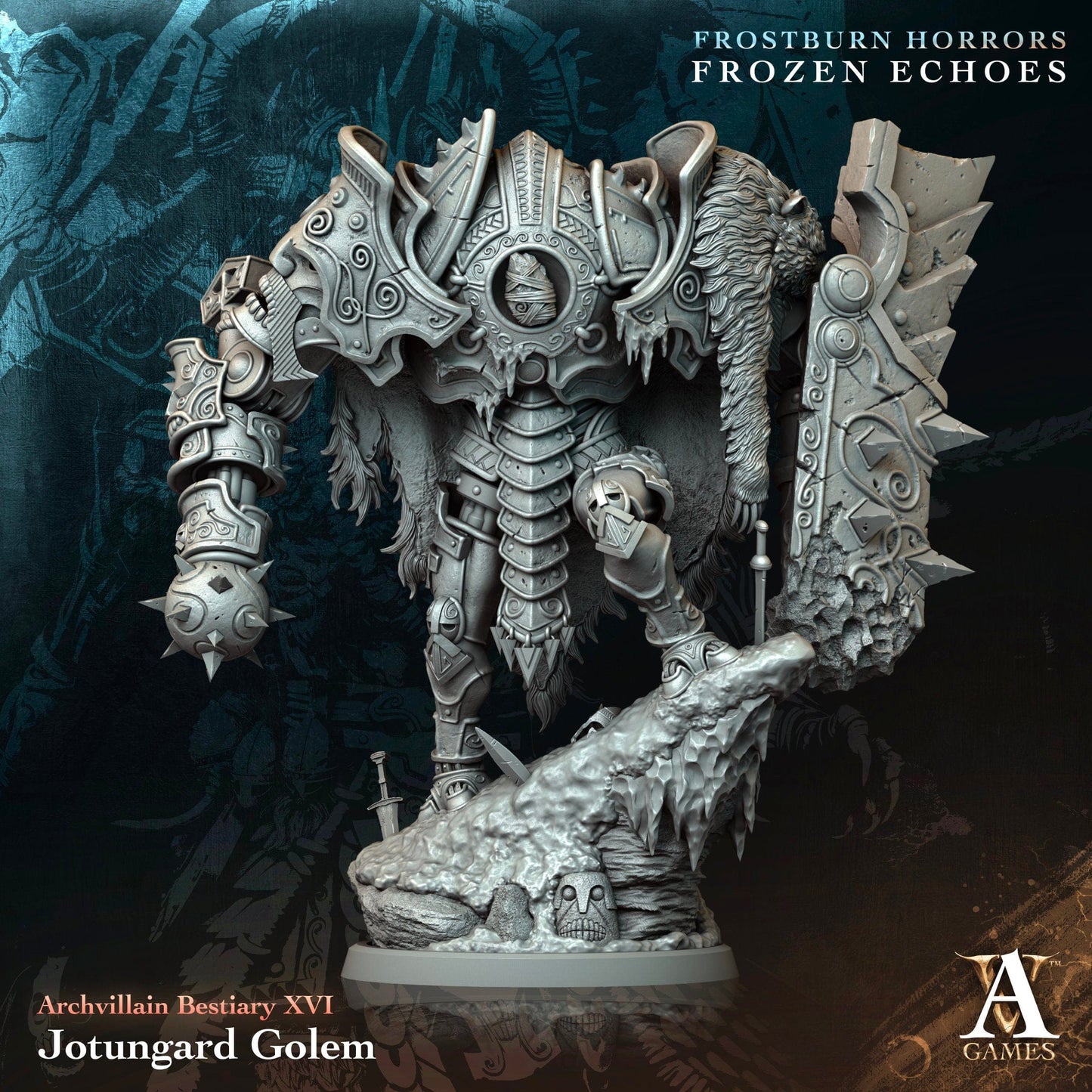 3D Printed Archvillain Games Jotungard Golem Archvillain Bestiary Vol XVI 28 32mm D&D