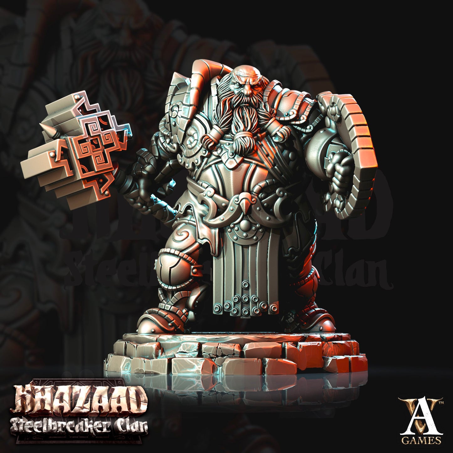 3D Printed Archvillain Games Khazaad Steelbreaker Clan - Steelbreaker Dwarf Warriors 28mm 32mm D&D