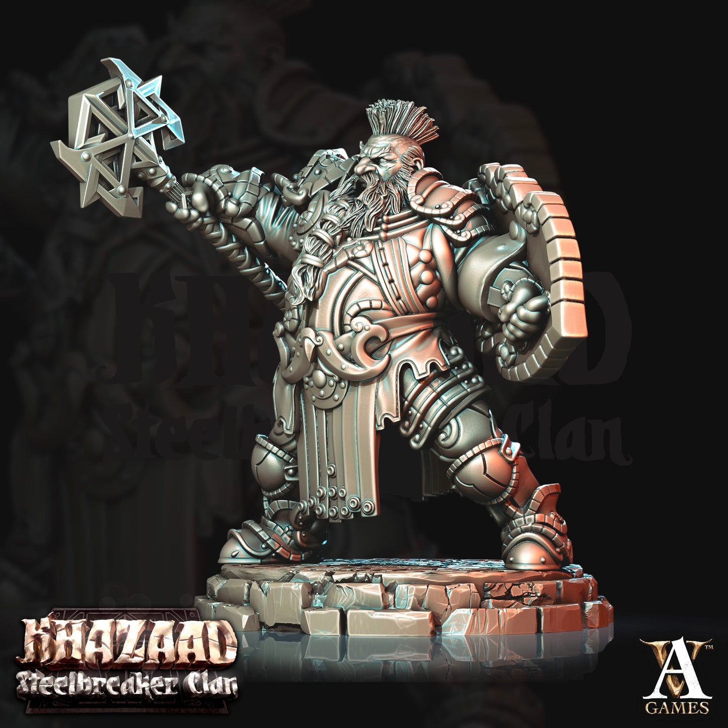 3D Printed Archvillain Games Khazaad Steelbreaker Clan - Steelbreaker Dwarf Warriors 28mm 32mm D&D