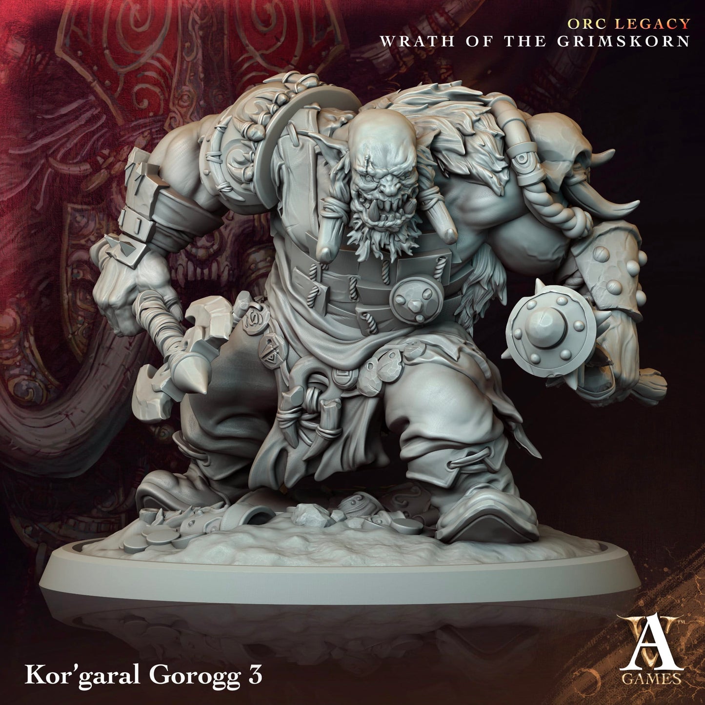 3D Printed Archvillain Games Kor'garal Gorogg Orc Legacy Wrath of the Grimskorn 28 32mm D&D