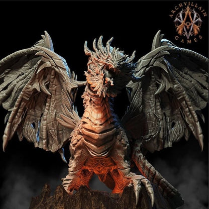 3D Printed Archvillain Games - Lava Dragon 28mm 32mm D&D