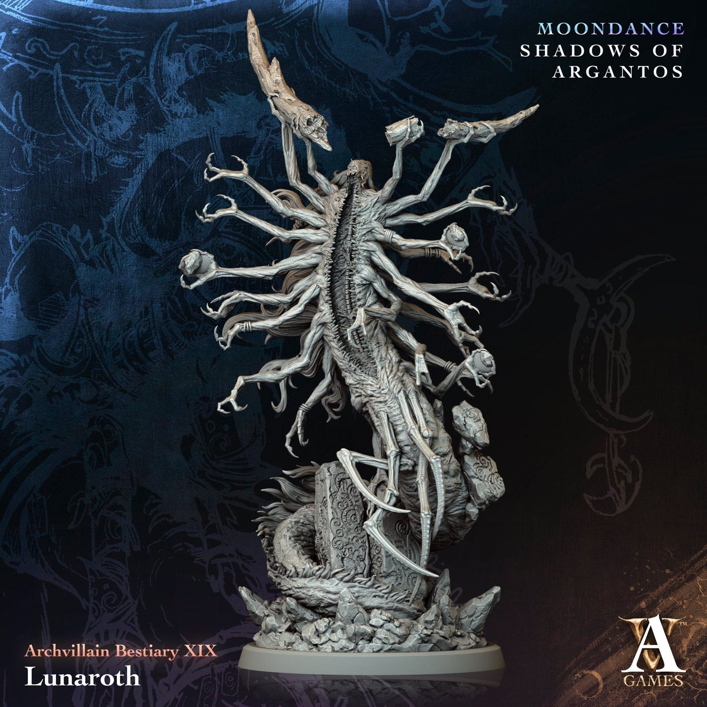 3D Printed Archvillain Games Lunaroth Archvillain Bestiary Vol XLV 28 32mm D&D