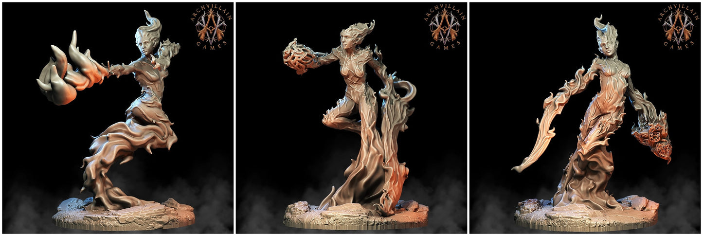 3D Printed Archvillain Games Magma Lords - Ember Maidens 28mm 32mm D&D
