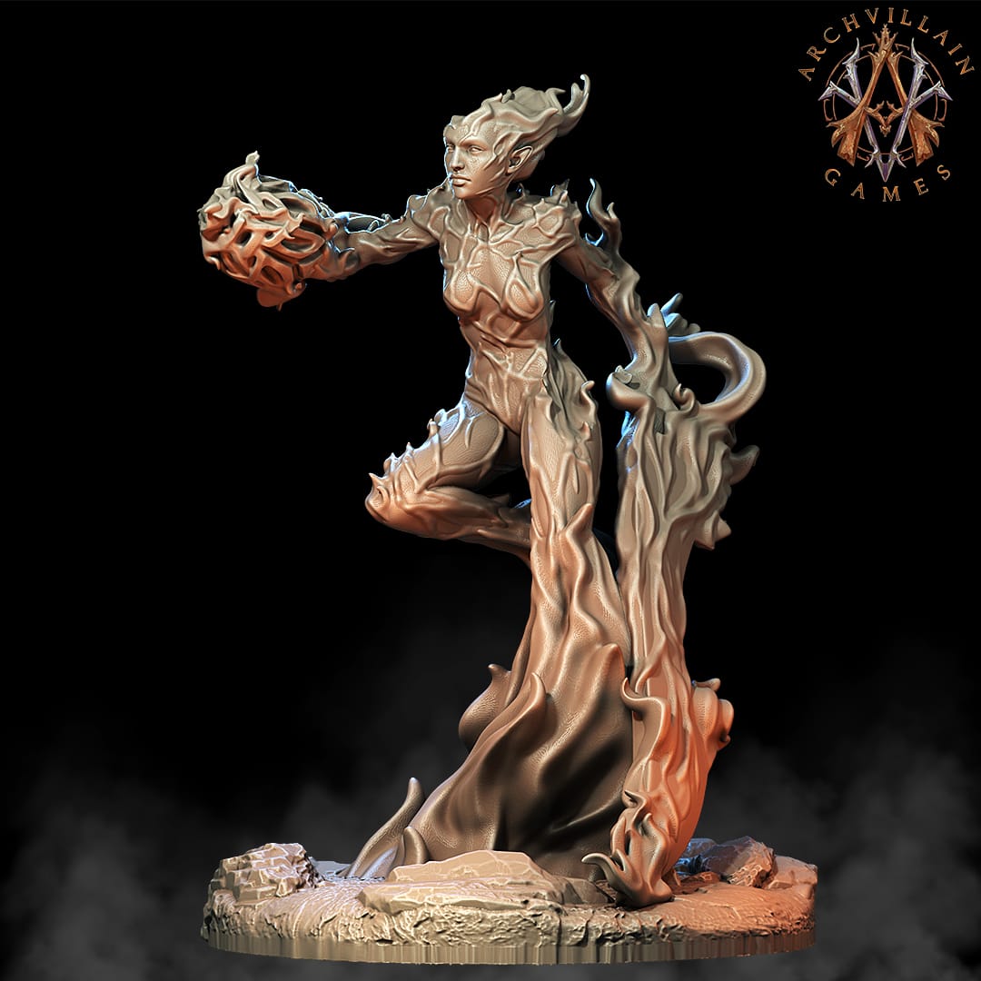 3D Printed Archvillain Games Magma Lords - Ember Maidens 28mm 32mm D&D