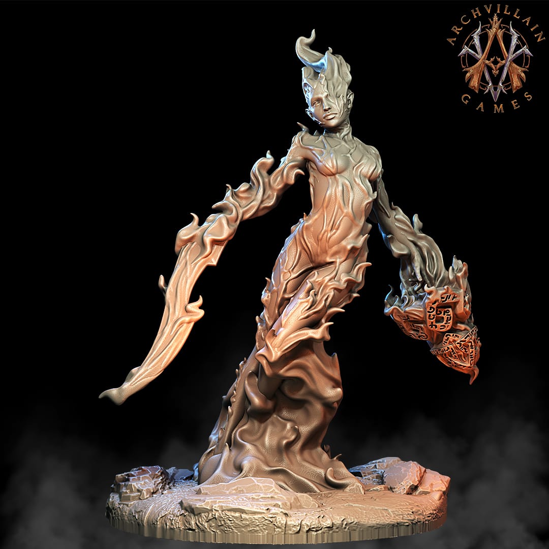 3D Printed Archvillain Games Magma Lords - Ember Maidens 28mm 32mm D&D