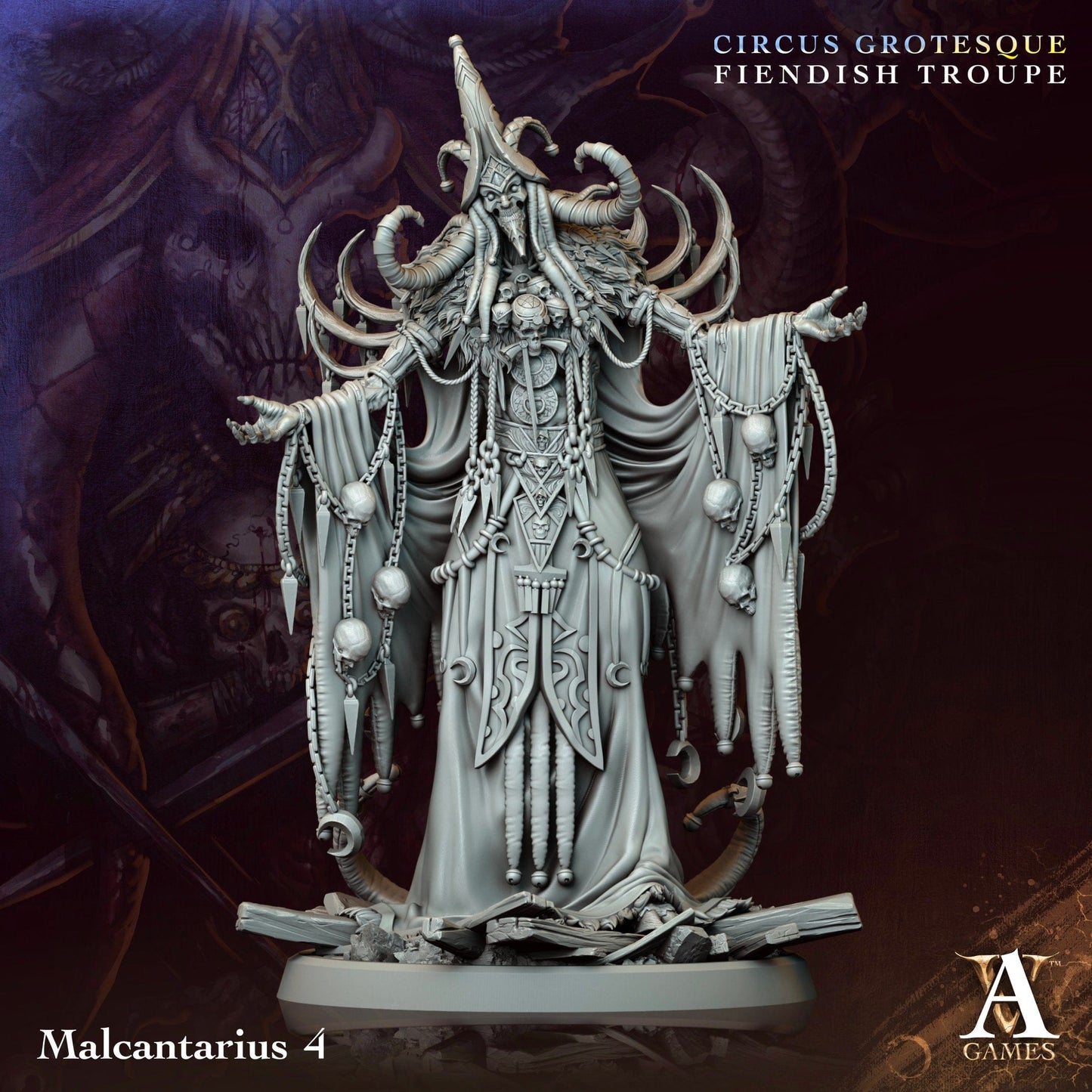 3D Printed Archvillain Games Malcantarius Circus Grotesque Fiendish Troupe 28 32mm D&D