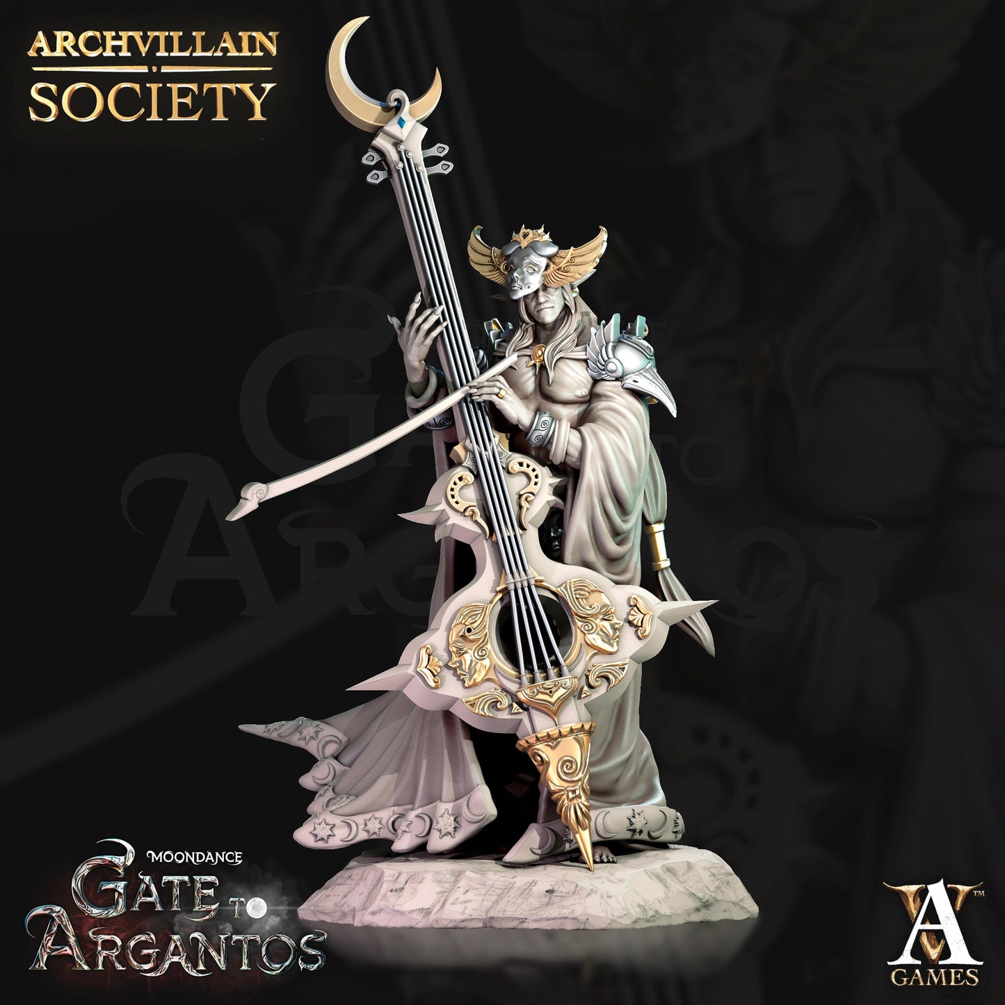 3D Printed Archvillain Games Merindel Silvercloud - Moontouched Bard Moondance - Gate to Argantos 28 32mm D&D