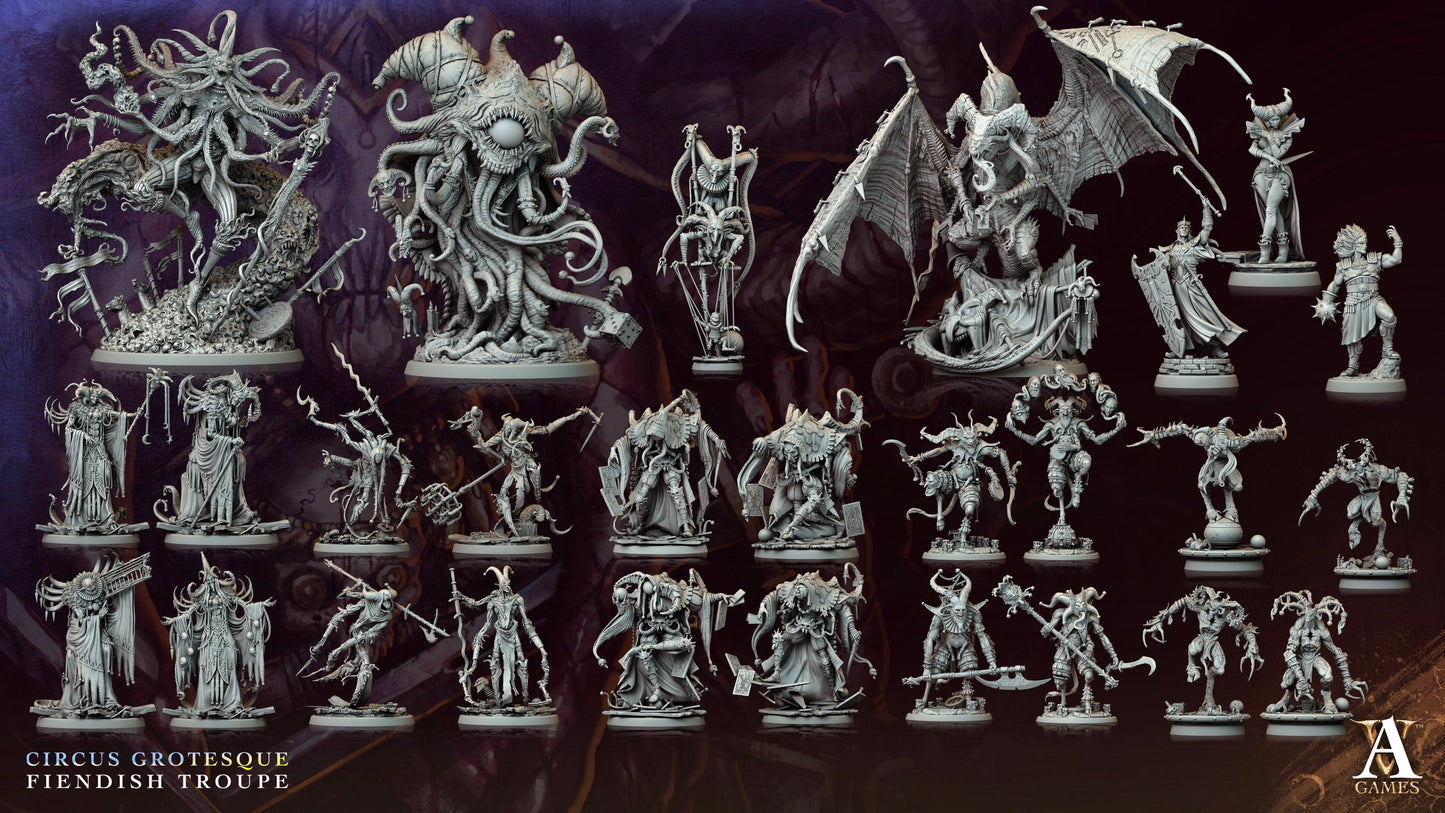 3D Printed Archvillain Games Paragnoste Circus Grotesque Fiendish Troupe 28 32mm D&D