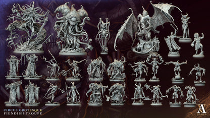 3D Printed Archvillain Games Malcantarius Circus Grotesque Fiendish Troupe 28 32mm D&D