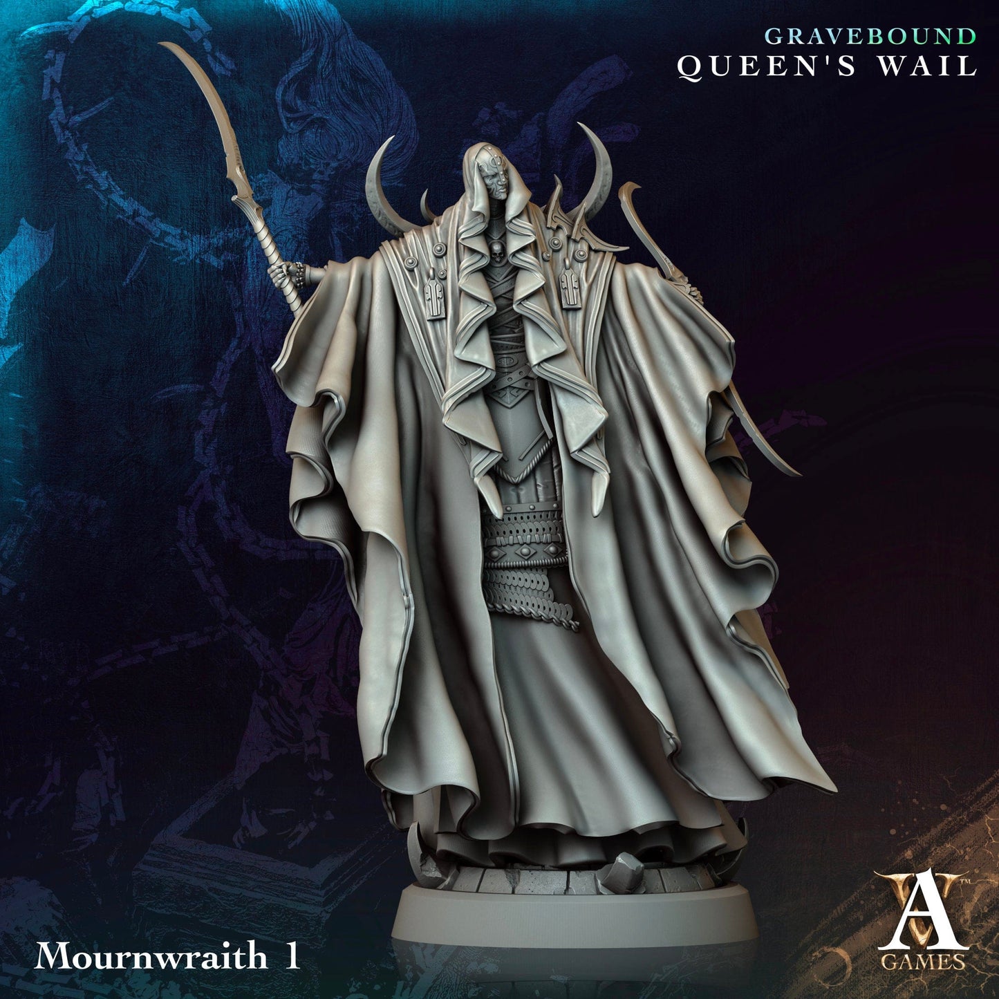 3D Printed Archvillain Games Mournwraith Gravebound Queen's Wail 28 32mm D&D