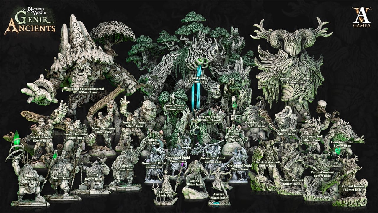 3D Printed Archvillain Games Nature's Wrath Genir Ancients - Treant Lord 28mm 32mm D&D
