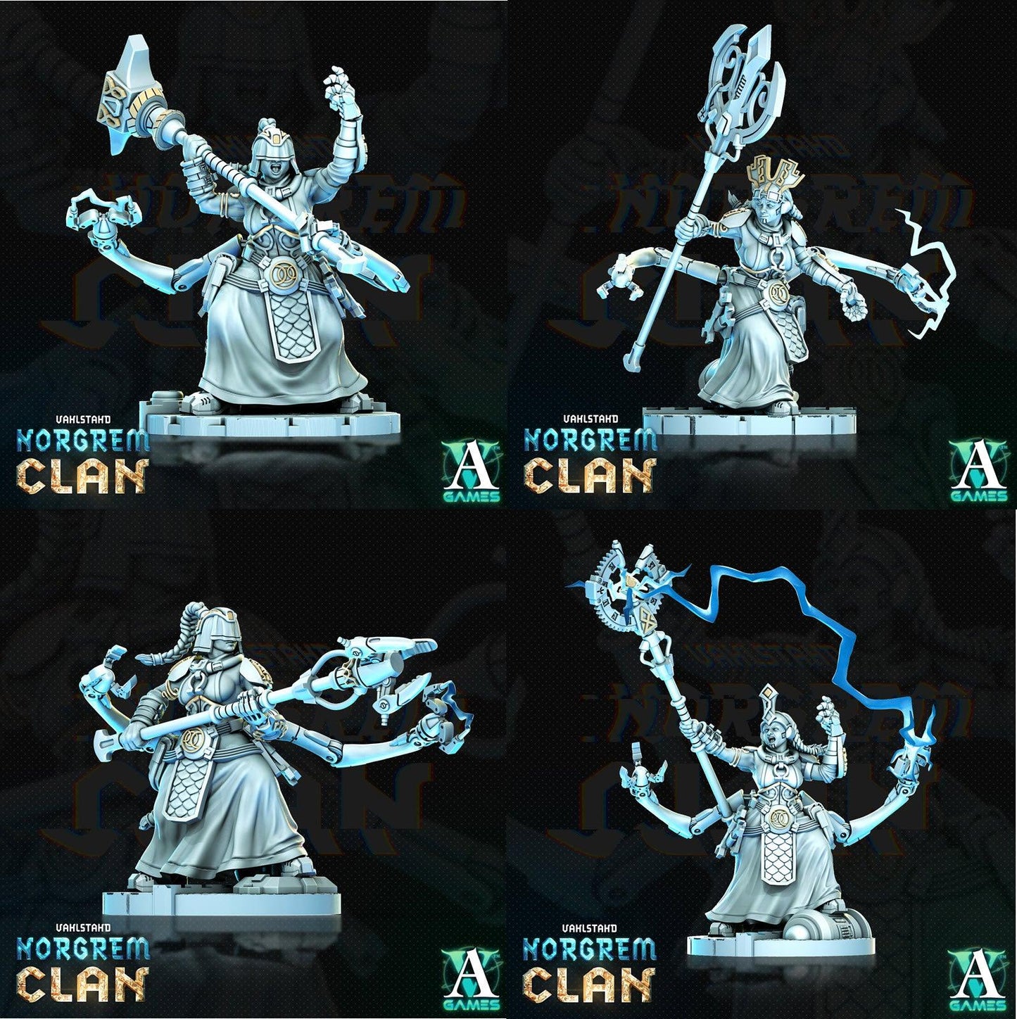 3D Printed Archvillain Games Norgrem Gempriestesses Vahlstahd - Norgrem Clan 28 32mm D&D