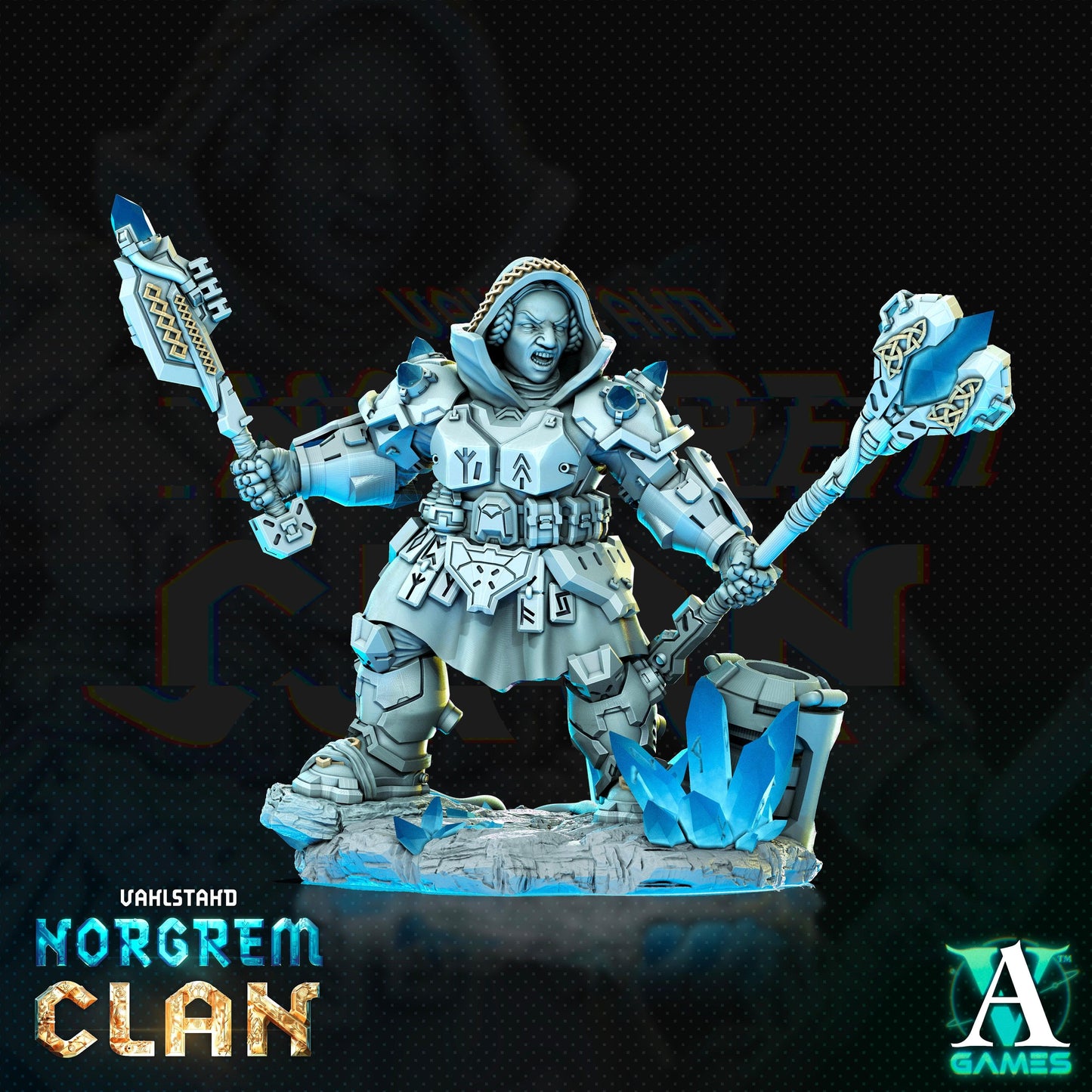 3D Printed Archvillain Games Norgrem Gemsourcers Vahlstahd - Norgrem Clan 28 32mm D&D