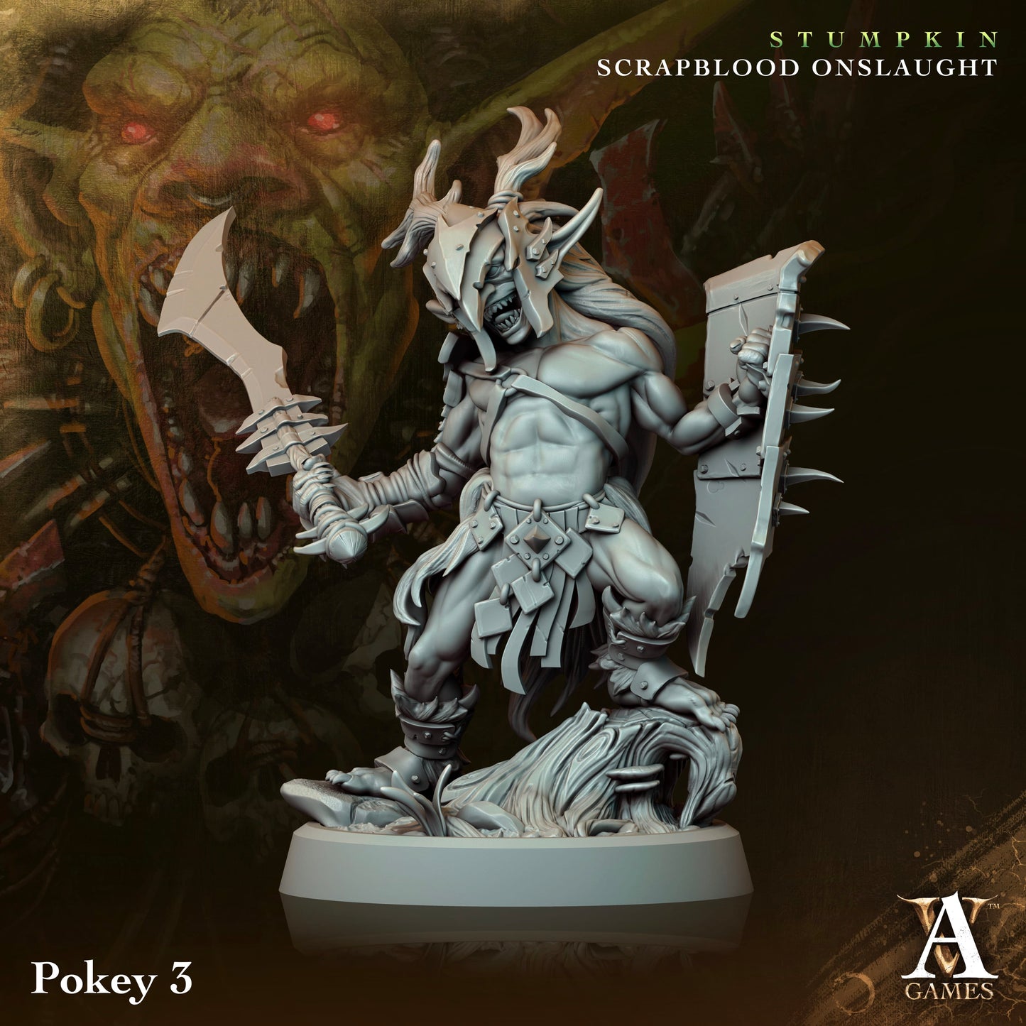 3D Printed Archvillain Games Pokeys Stumpkin Scrapblood Onslaught 28 32mm D&D