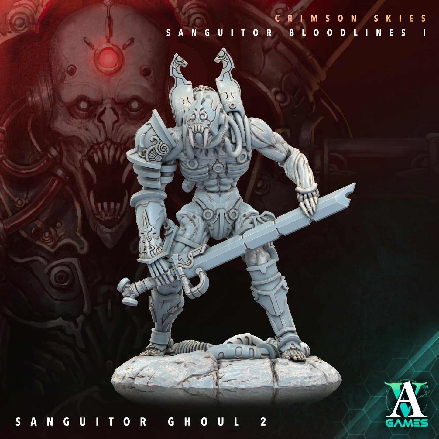 3D Printed Archvillain Games Sanguitor Ghouls Crimson Skies - Sanguitor Bloodlines Bloodright - Anathema 28 32mm D&D