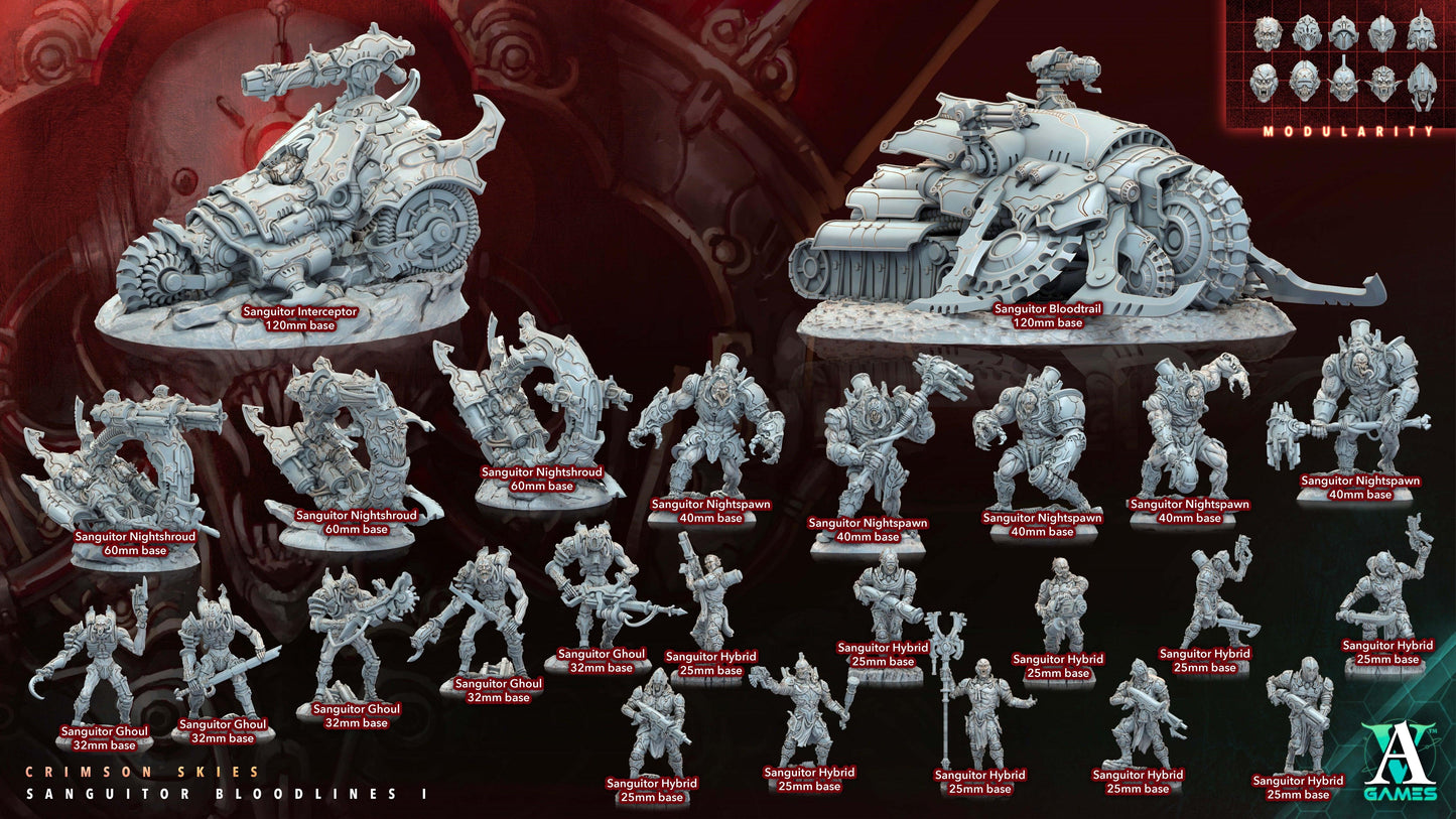 3D Printed Archvillain Games Sanguitor Hybrids Crimson Skies - Sanguitor Bloodlines Bloodright - Anathema 28 32mm D&D