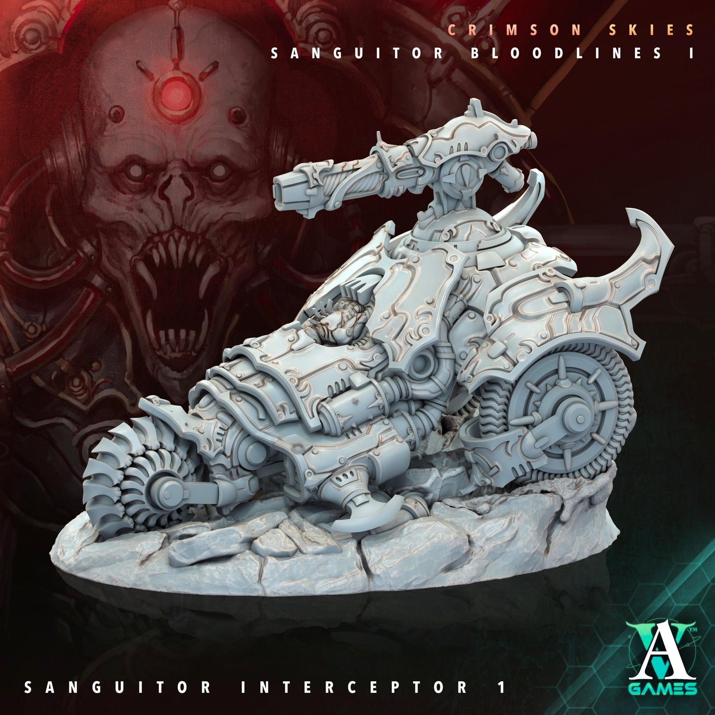 3D Printed Archvillain Games Sanguitor Interceptors Crimson Skies - Sanguitor Bloodlines Bloodright - Anathema 28 32mm D&D