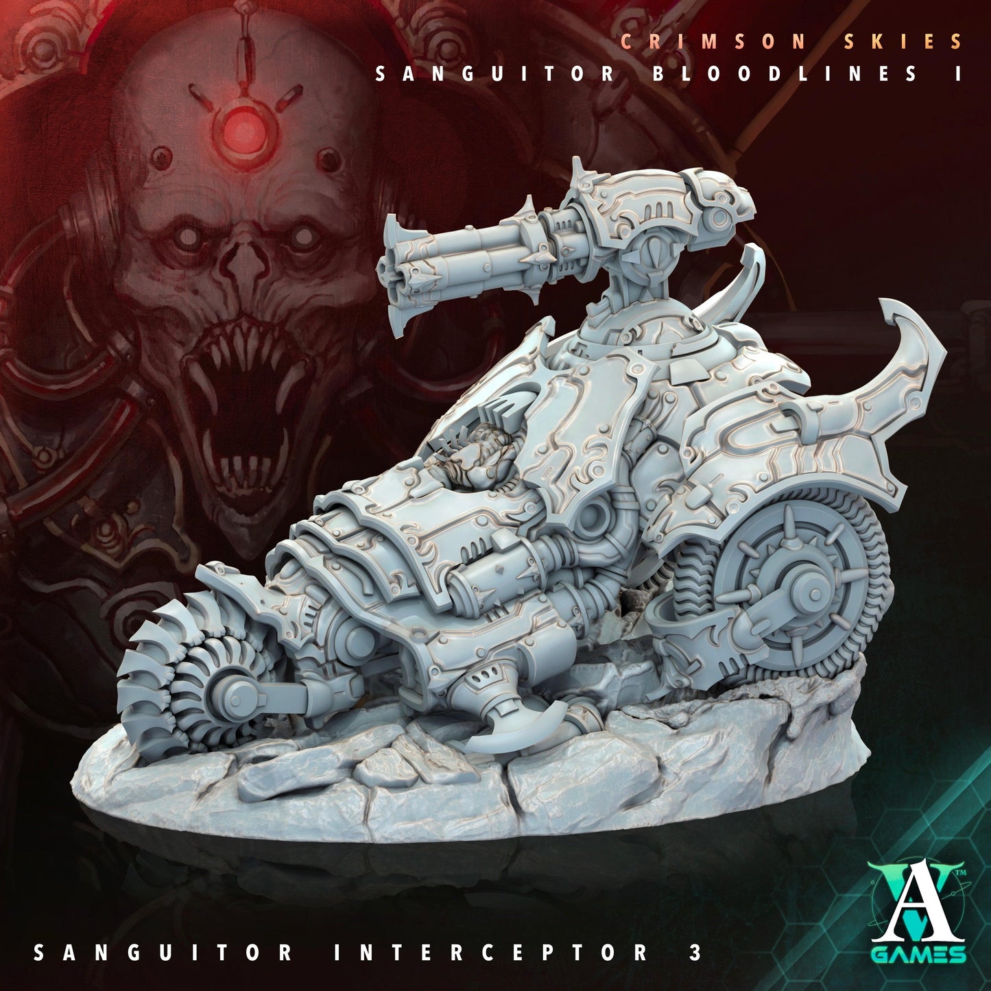 3D Printed Archvillain Games Sanguitor Interceptors Crimson Skies - Sanguitor Bloodlines Bloodright - Anathema 28 32mm D&D