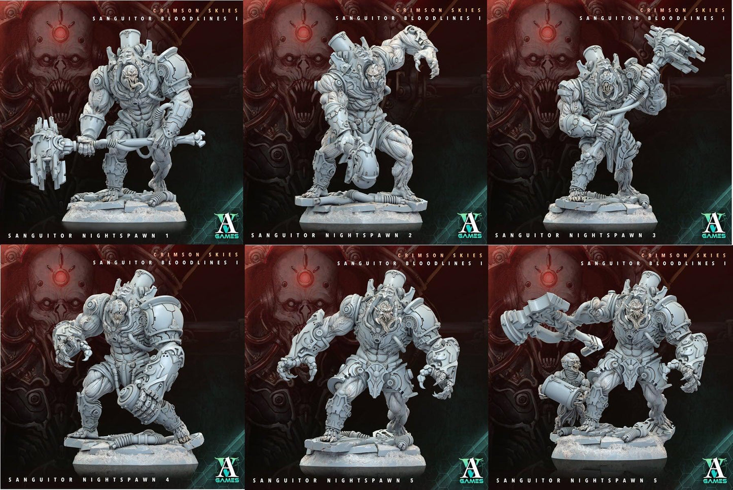 3D Printed Archvillain Games Sanguitor Nightspawn Crimson Skies - Sanguitor Bloodlines Bloodright - Anathema 28 32mm D&D