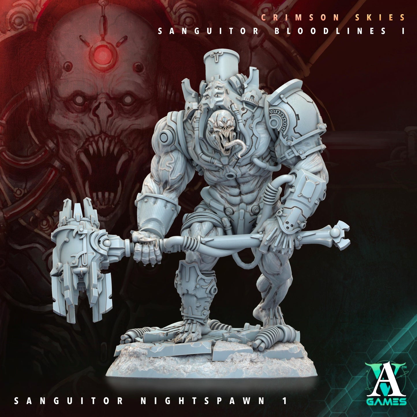 3D Printed Archvillain Games Sanguitor Nightspawn Crimson Skies - Sanguitor Bloodlines Bloodright - Anathema 28 32mm D&D
