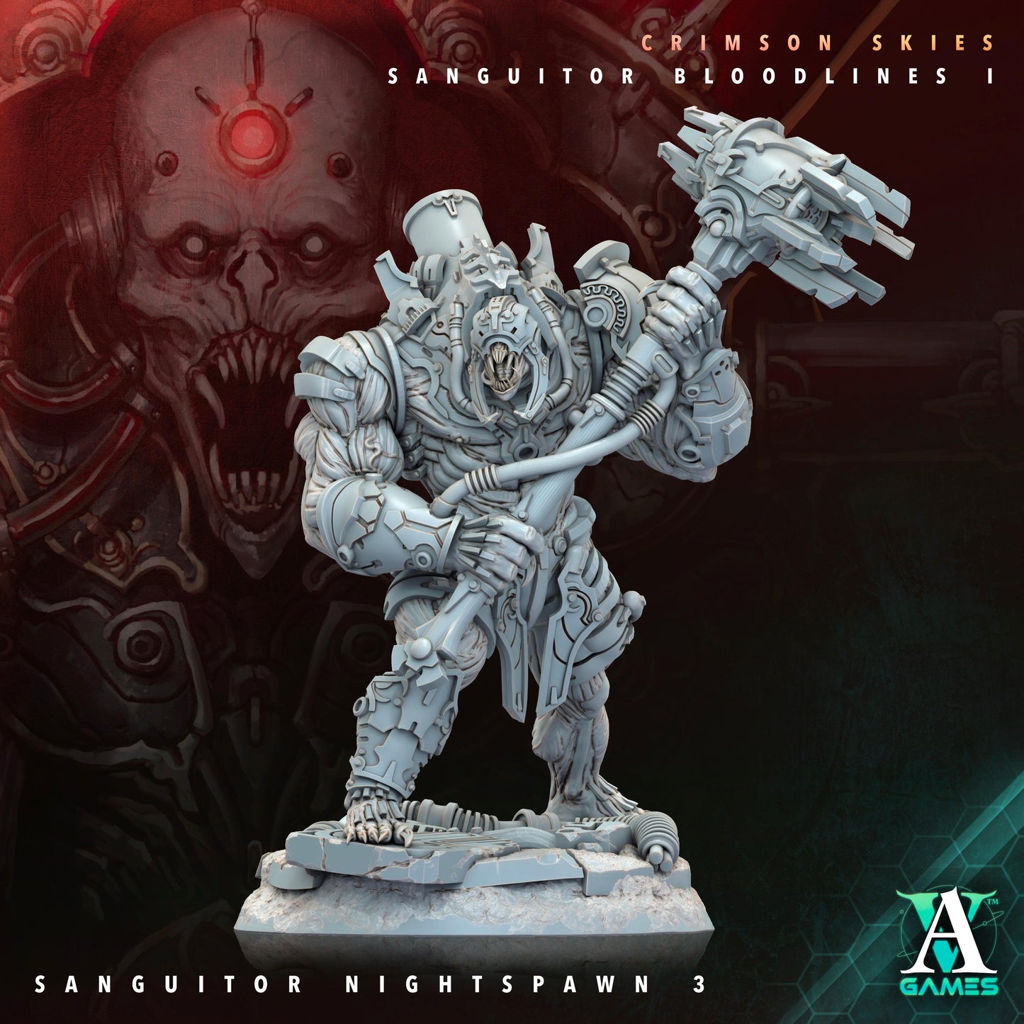 3D Printed Archvillain Games Sanguitor Nightspawn Crimson Skies - Sanguitor Bloodlines Bloodright - Anathema 28 32mm D&D