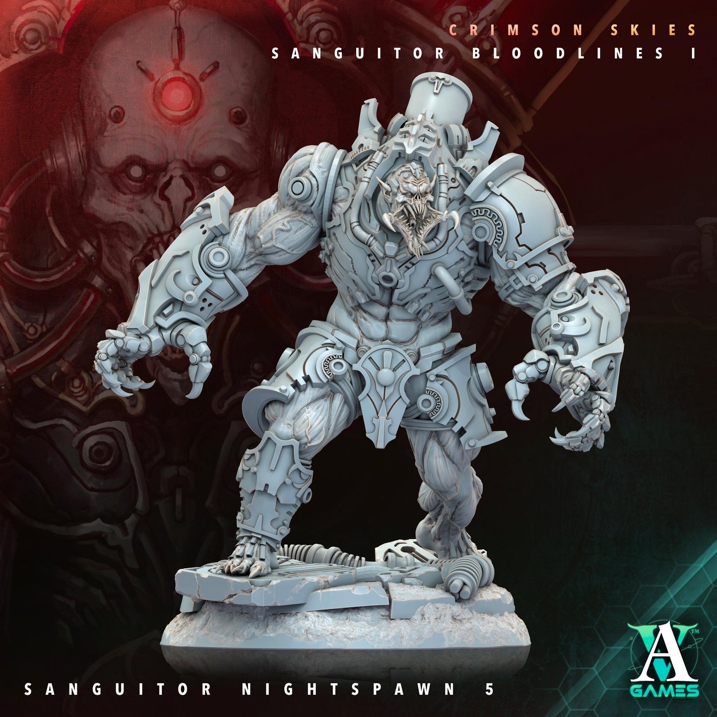 3D Printed Archvillain Games Sanguitor Nightspawn Crimson Skies - Sanguitor Bloodlines Bloodright - Anathema 28 32mm D&D
